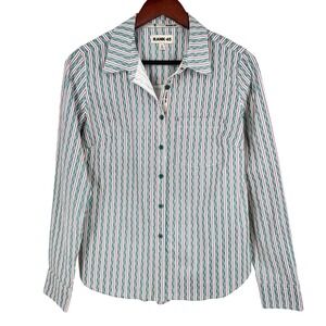 Rank 45 Womens Medium Button Down Green Poplin Western Blouse Shirt Top Rodeo